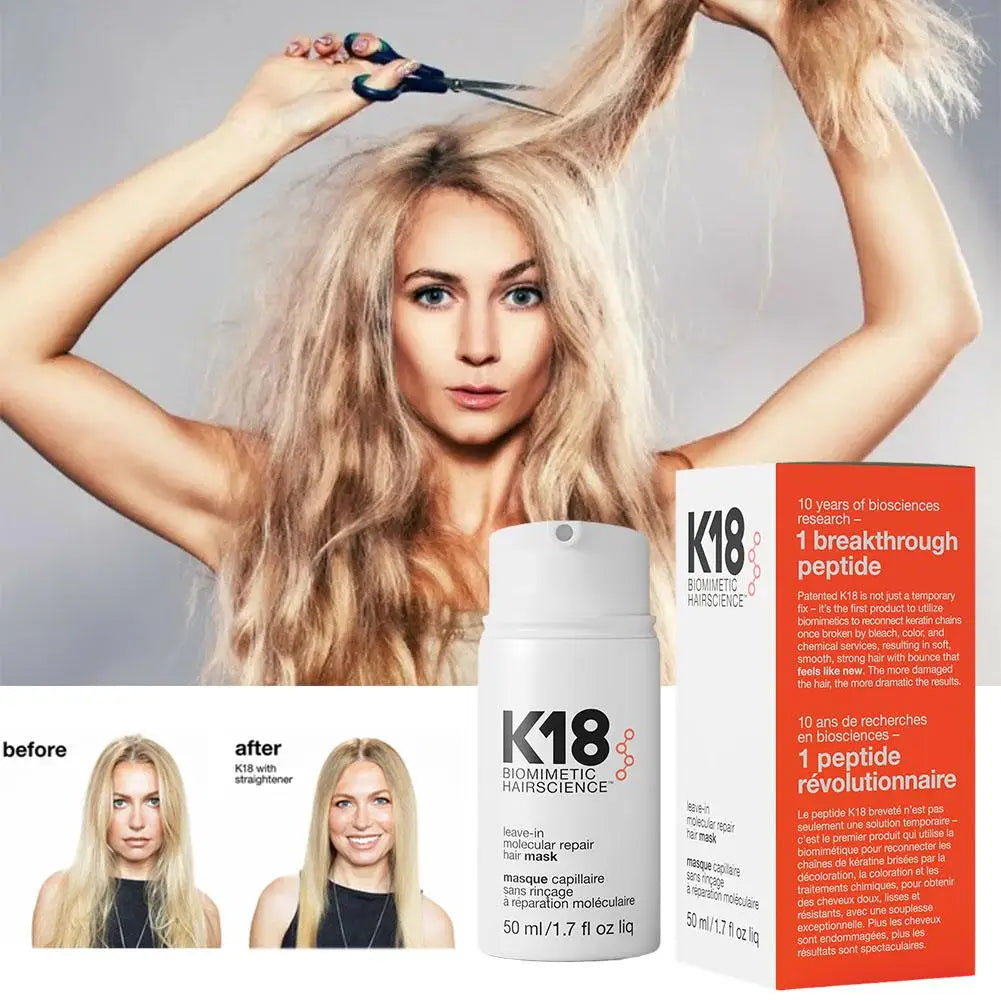 K18 Leave-In Molecular Repair Hair Mask – Restores & Softens Damaged Hair