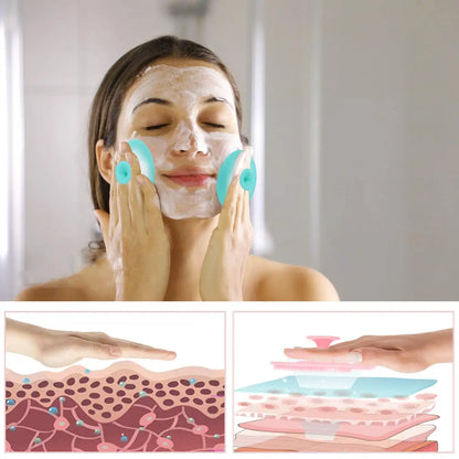 Silicone Lip & Face Exfoliating Brush Set – Double-Sided Cleansing & Blackhead Remover Tool