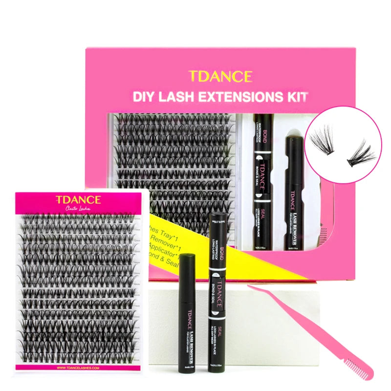 280PCS DIY Mix Clusters Kit 30D/40D Lash Bond and Seal and Remover