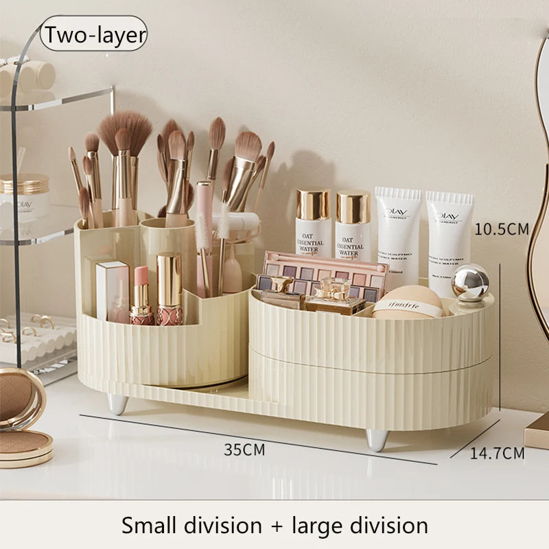 360-Degree Rotating Makeup Organizer Cosmetic Box – Acrylic Bathroom Storage