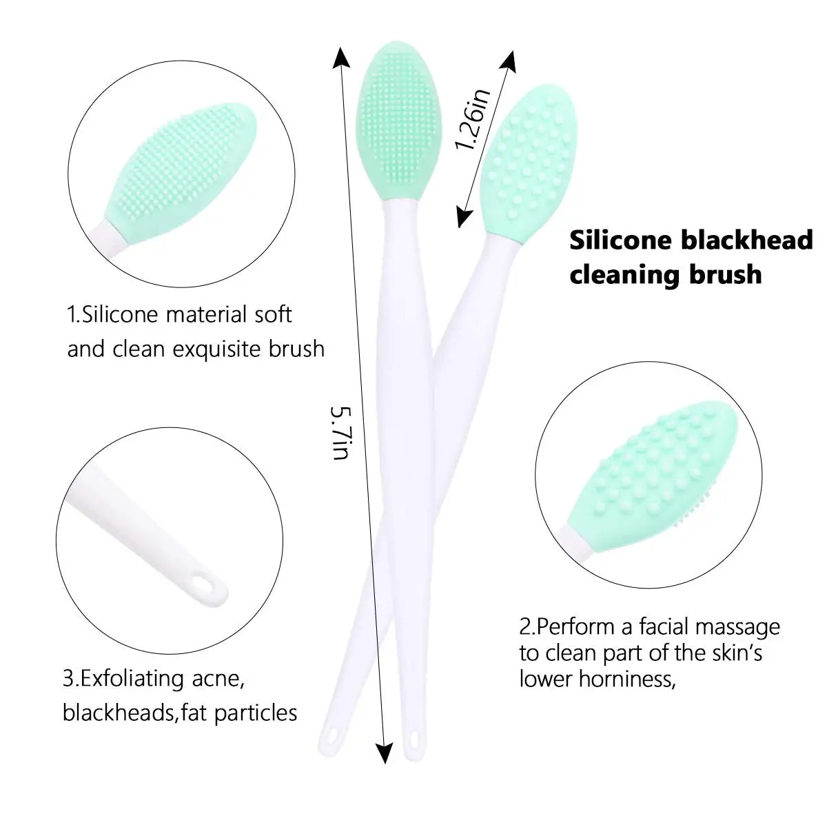 Silicone Lip & Face Exfoliating Brush Set – Double-Sided Cleansing & Blackhead Remover Tool