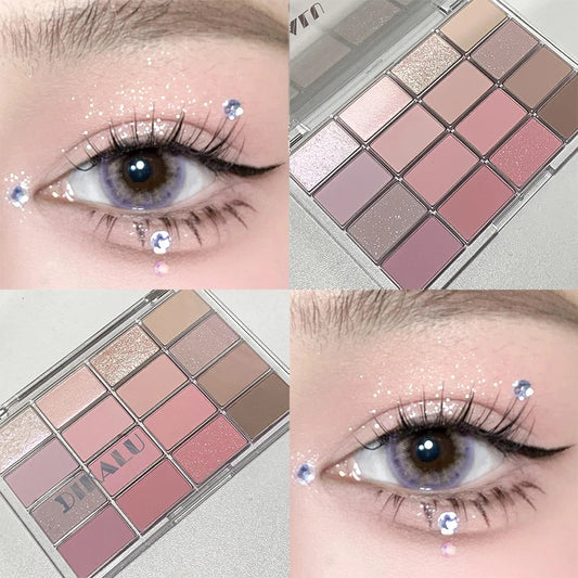 Korean 16-Colors Matte Eyeshadow Palette - Contortion Pink & Earth Tones