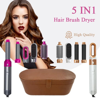 5-in-1 Hair Dryer & Styling Tool Set: Curler, Straightener, Hot Comb