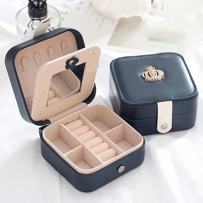 Double Layer Leather Jewelry Box with Latch